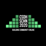 CSDH-SCHN logo. White words with steps of green blocks on either side.